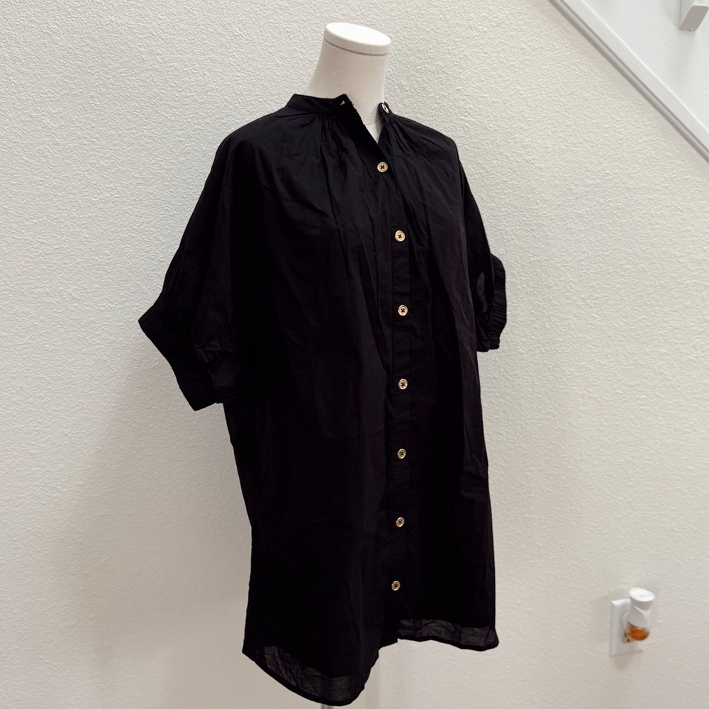 NWT Designer Never a Wallflower Spring Elastic Sleeve Dress Black Woven Size XS
